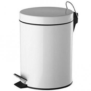 Papelera de metal blanca 17 x 23 x 25,50 cm, capacidad 3 litros