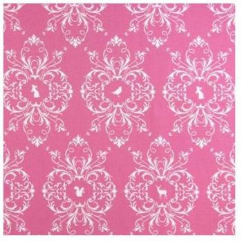 Petal & Paws: 1 m White Animal Pattern on Pink Velvet