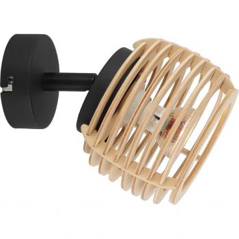 Luz de pared GU10 Ediz Lindby, negro, madera, Ø 12,7 cm