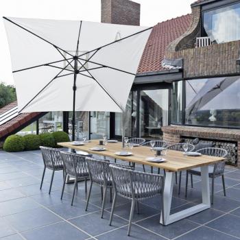 Sombrilla parasol 3x3 m aluminio negro y tela cruda