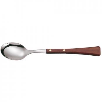 Arcos Manchega 479200 Deluxe Dessert Spoon – 18/10 Stainless Steel, Wooden Moustache, 7.5mm Tip