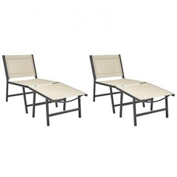 Set di 2 sedie da esterno con seduta in textilene Beige e Nero