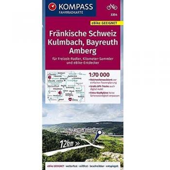 KOMPASS Fahrradkarte Fränkische Schweiz, Kulmbach, Bayreuth, Amberg 1:70.000, FK 3354: reiß