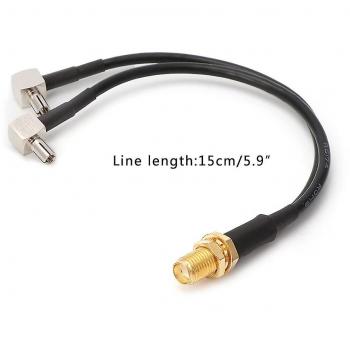 Conector Splitter Tipo SMA Hembra A‑2X TS9 + Cable RG174 15 cm