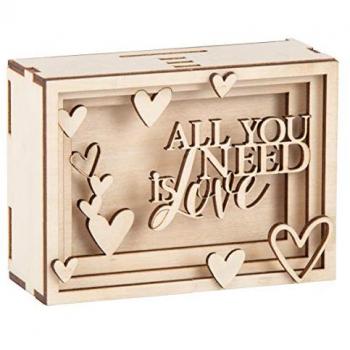 3D Geschenkbox aus Holz LOVE für Geldgeschenke, 14-teilig, DIY Bausatz