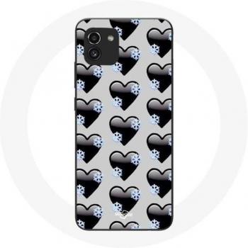 Samsung Galaxy A03 Cover Zwarte Hartjes Achtergrond