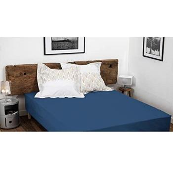Coton Bleu Nuit – Drap Housse 90x190 cm + bonnet 30 cm, 57 fils