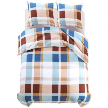 Sunset Orange Checkered Duvet Set – 3‑Piece Bedding Ensemble