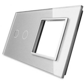 Capa Frontal 2x Vidro Cinzento com 1 Oco e 2 Botões – LIVOLO