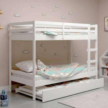 Dormitorio Chic Rabbit: Litera Bunk Blanca con Cajón Bajo 195x152x101 cm