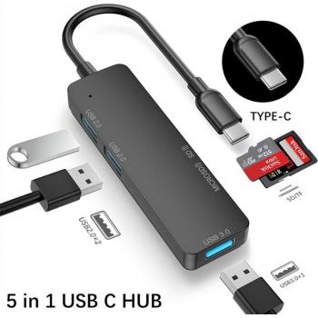 Hub USB Tipo-C 3.0 con Módulo SD/TF y Puerto Ethernet
