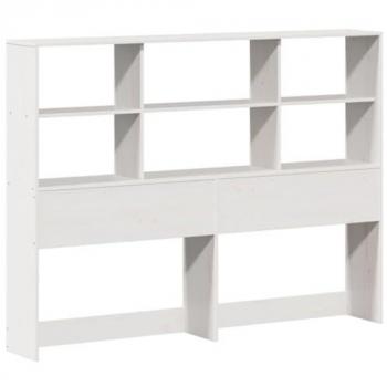 Headboard with Storage White 140 cm Solid Wood Pine Vidaxl