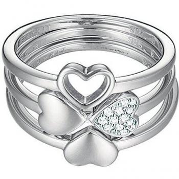Lucky Love Silber Ring Esprit Damen – Rhodiated 925 Silver, Weißes Zirkonia‑Glitzern