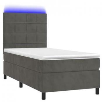 Cadre de Lit Tissu Velours Gris Foncé avec Éclairage