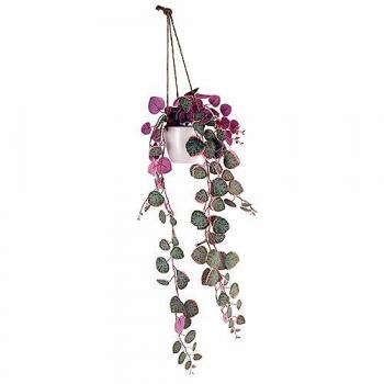 Realistic 90cm Pink String of Hearts Hanging Plant – Artificial Potted Version