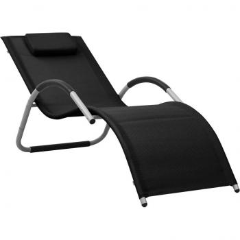 Transat bain de soleil extérieur noir et gris