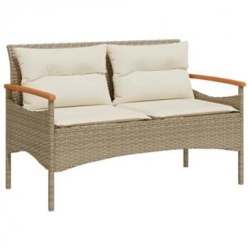 Panchina da Giardino con Cuscini 116x62,5x74cm Beige Polyrattan