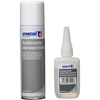 Kit acelerante ciano m.porosos, bot. 50 g aeros. 200ml a7156 unecol