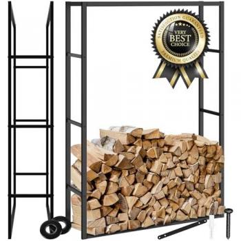 Serviteur Tectake TUBY porte-bûches extérieur intérieur look industriel 100,5 x 25 x 150 cm