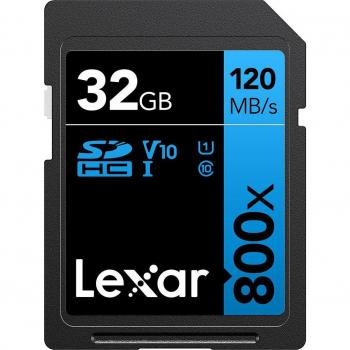 Lexar 32GB High‑Speed SDHC UHS‑I Card – 800X, Black/Blue