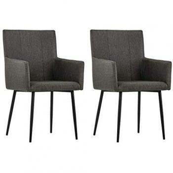 Sillas de Comedor vidaXL, Reposabrazos, 2 Piezas, Tela Gris