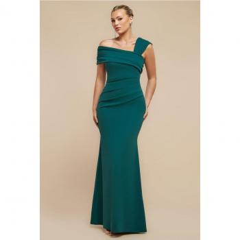 Goddiva Damen Maxikleid mit einem Schulterdesign