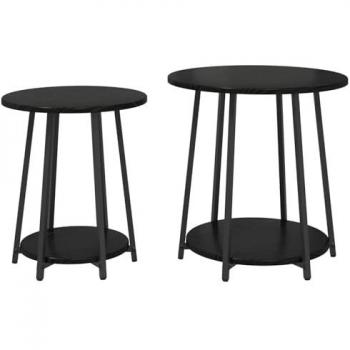 Table d’appoint 2 pièces Design Noir Métallique Vidaxl