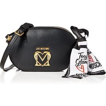 Borsa Tracolla Donna Love Moschino Nero Logo Metallico a Cuore Pre-Collezione Autunno Inverno 2021 U