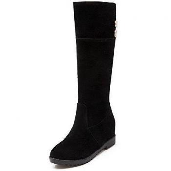 Redonda Negra Botas AgooLar sin Cordones Mini Tacón