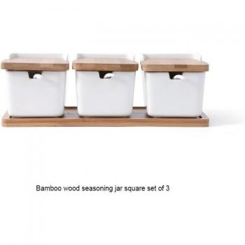 Ceramic Salt and Spice Shaker Set with Wooden Top