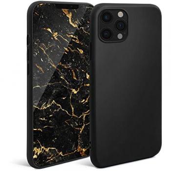Carcasa de Silicona Negra para iPhone 12 y 12 Pro, Acabado Mate