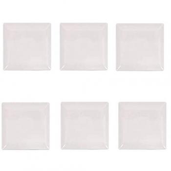 Pack de platos cuadrados de cerámica marfil 18 x 18 cm