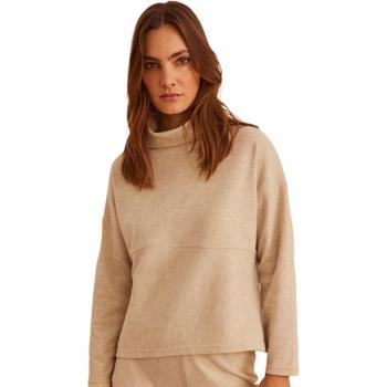 Jersey afelpado cuello alto Tacto Suave beige
