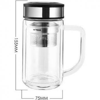 Borosilicate Glass Double Wall Tea Infuser with Handle