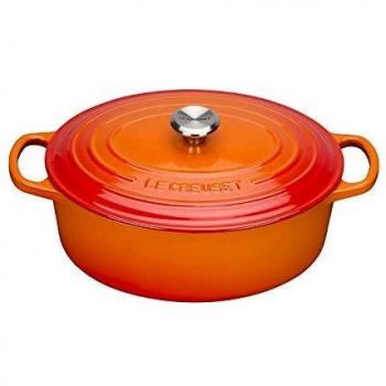 Le Creuset Signature Gusseisen-Bräter oval 33 cm ofenrot, Emaille hell