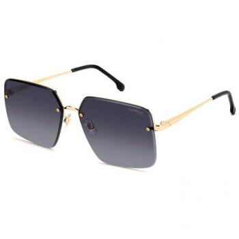 Carrera Women's Square Sunglasses 3044/S Black/Grey Shaded with Yellow Accents 61 MM