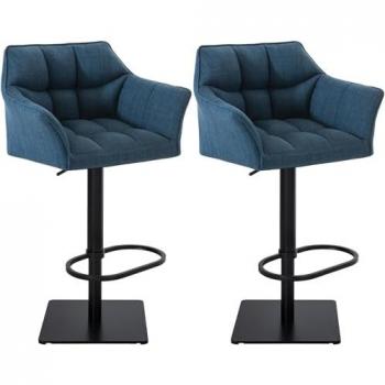Set de taburetes ajustables Damaso en tela negro y azul