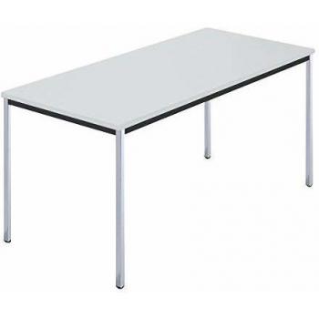 Tables pour la pause, tube carré chromé, 1500 x 800 mm gris