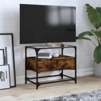 VidaXL Glass-Top TV Cabinet in Smoked Oak 60x35x51 cm Engineered Wood