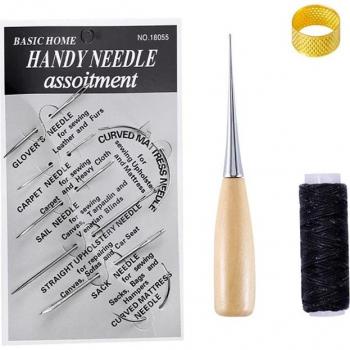 KAOBUY 10 Stück Nähnadeln und Ahle für Lederhandwerk