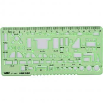 Green Plastic School Supplies Geometry Template Ruler