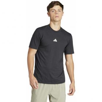 Adidas Herren T-Shirt mit gewebtem Logo in Schwarz, Größe S