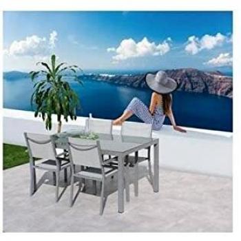 Mesa de Cocina Silver, 150 cm × 90 cm, Aluminio y Cristal