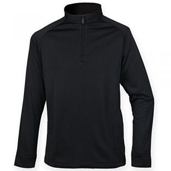 Blusa Henbury de manga larga con cremallera parcial, tono negro, para hombre