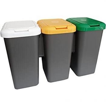 Set 3 Papeleras de Reciclaje de 75 Litros en Total