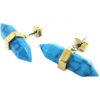 Gold‑Trimmed Turquoise Boho Earrings