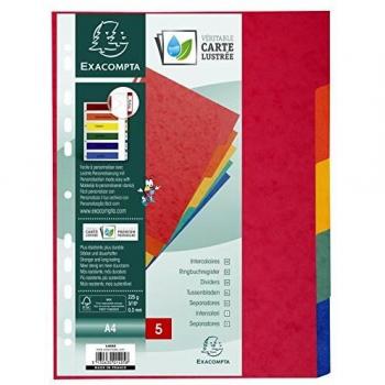 Exacompta 5 Part A4 225gsm Pressboard Dividers Assorted Colours
