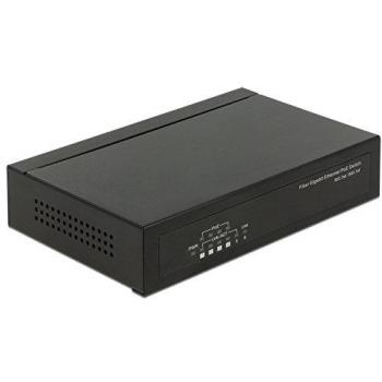 Delock 4‑Port RJ45 PoE‑Switch mit zusätzlichem SFP-Anschluss