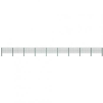 VidaXL Tvoros Plokštė su Stulpais – Geležinė, 1557.5x80 cm, Žalia