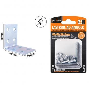 Set de 4 Supports Angulaires 40x40x30x2 Mm avec Vis de Montage